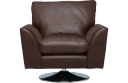 HOME New Alfie Leather Effect Swivel Chair - Chocolate